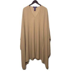 Ralph Lauren Purple Label Womens V neck Poncho Cape Size 8 Tan